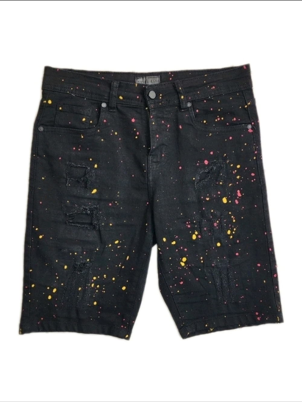 NWOT Steve's Jeans Men's Denim Shorts Paint-Splatter Distressed Casual Size 30